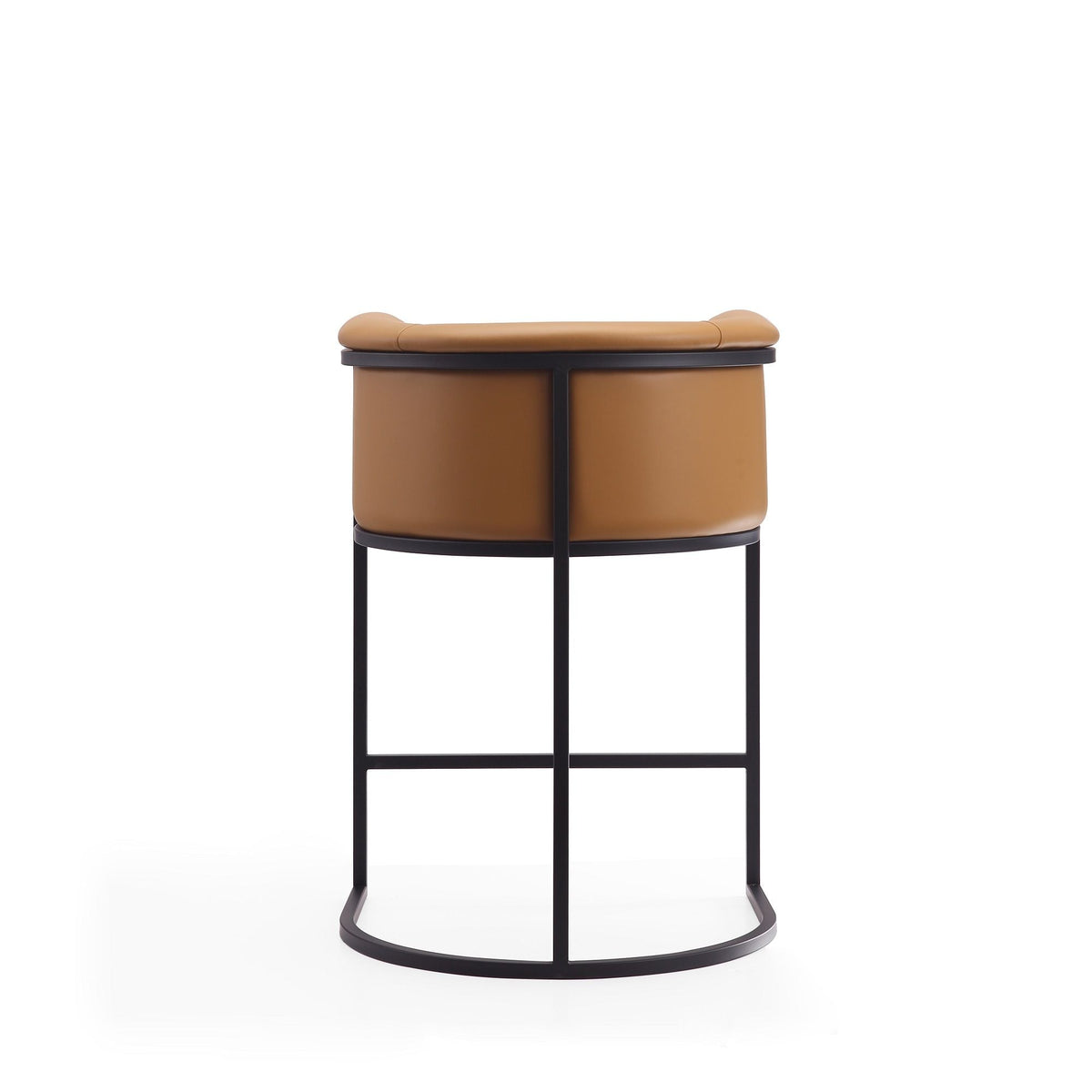 Cosmopolitan stool with tan leather upholstered seat and black metal frame, counter height 24–27 on Tampa Home & Garden Store
