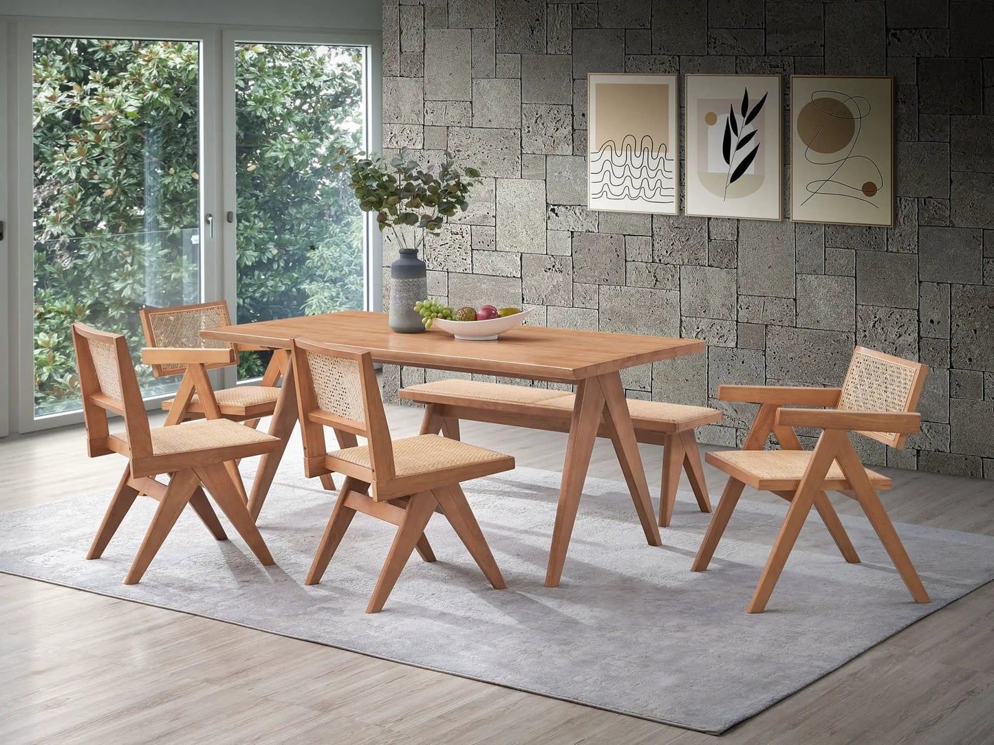 Velentina rattan side chair set of 2 in natural finish with woven cane seats on Tampa Home & Garden Store