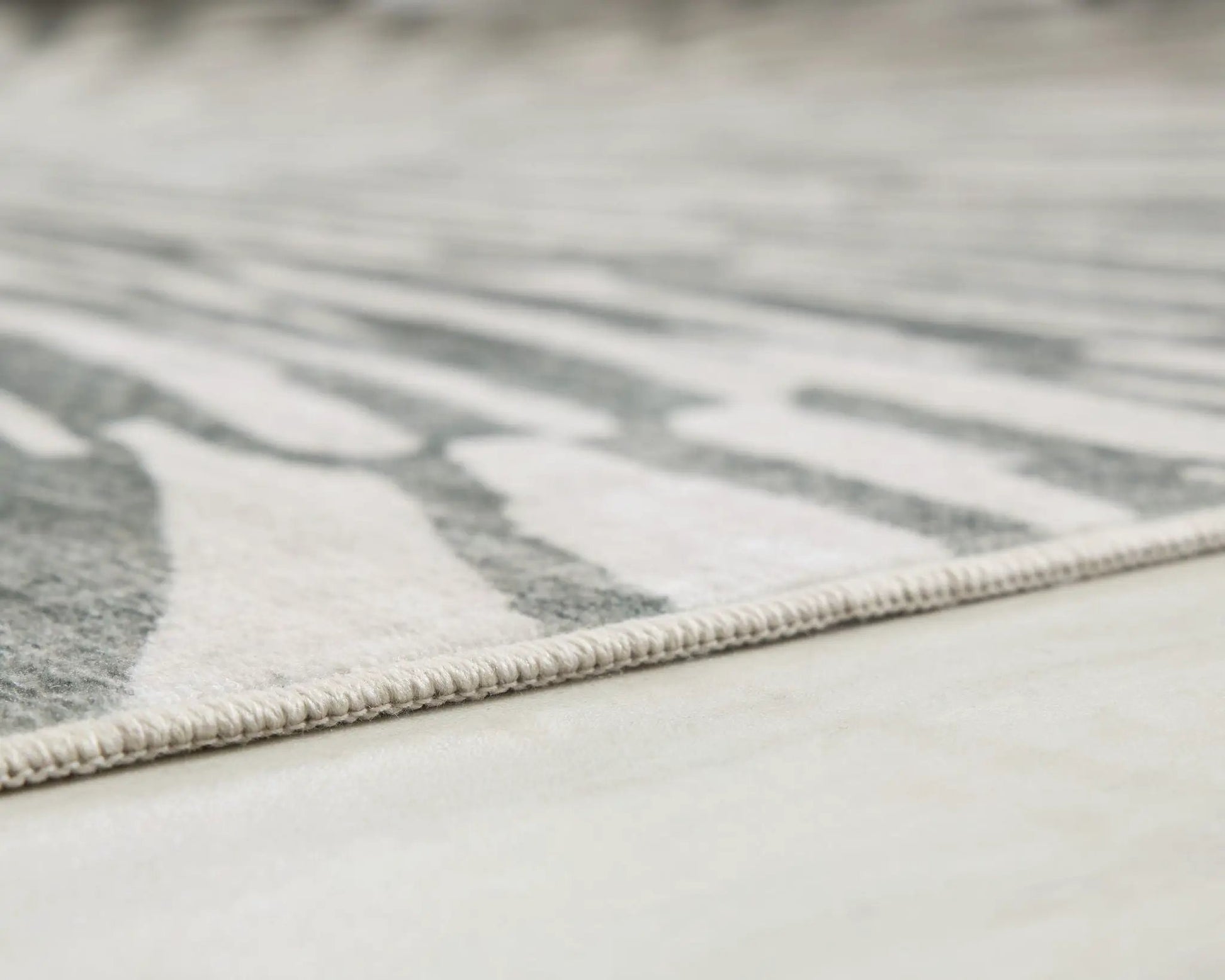 Verland washable rug, gray geometric pattern with bound edge by Unique Piece Furniture on Tampa Home & Garden Store