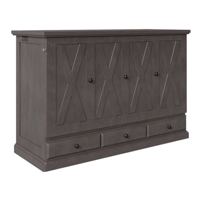 Murphy Bed Chest Cube Cabinet in dark gray with diamond panels, charging station, storage drawer on Tampa Home & Garden Store