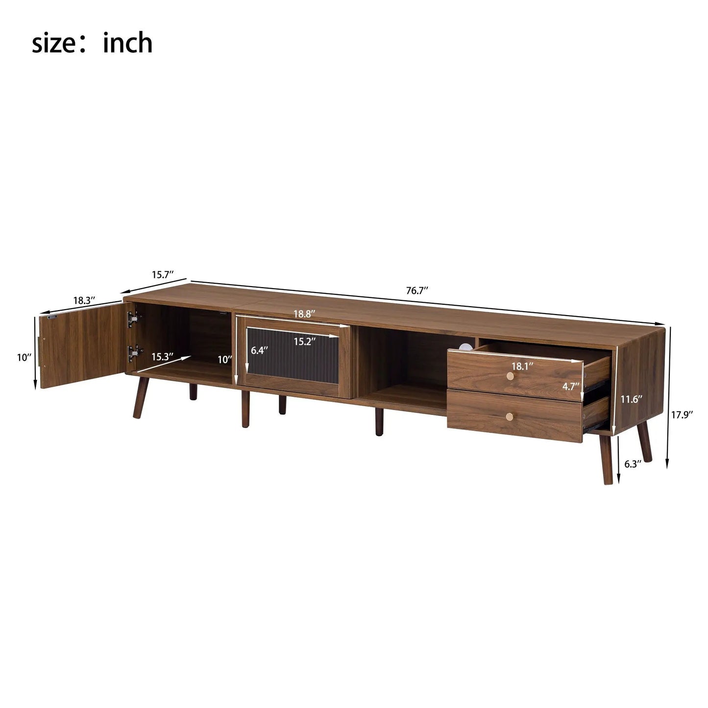 TV stand in natural wood with cabinets and drawers for media up to 85 inches on Tampa Home & Garden Store