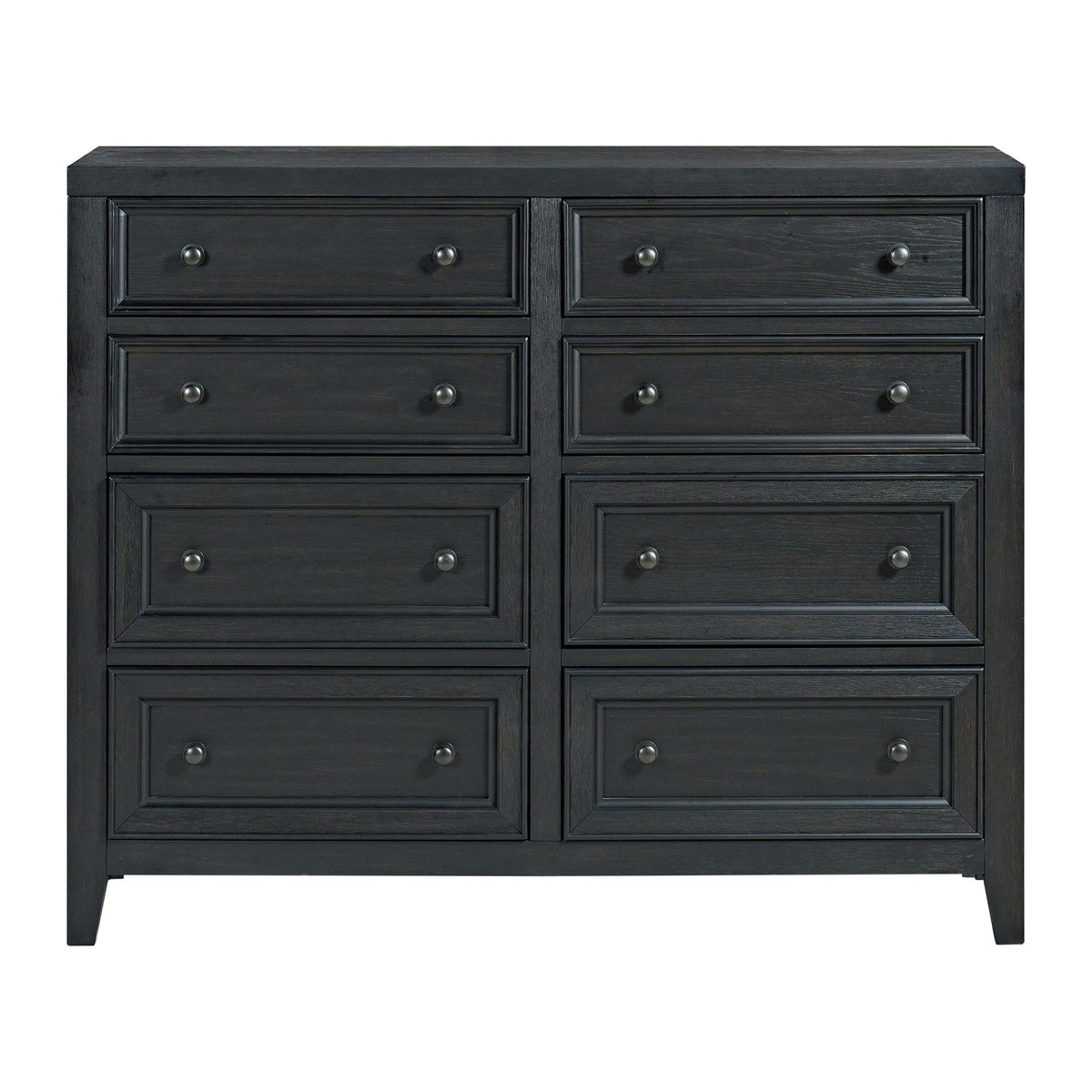8-drawer dresser with framed fronts and smooth metal glides in black wood, HouseOfZazla, knobs on Tampa Home & Garden Store