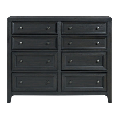 8-drawer dresser with framed fronts and smooth metal glides in black wood, HouseOfZazla, knobs on Tampa Home & Garden Store