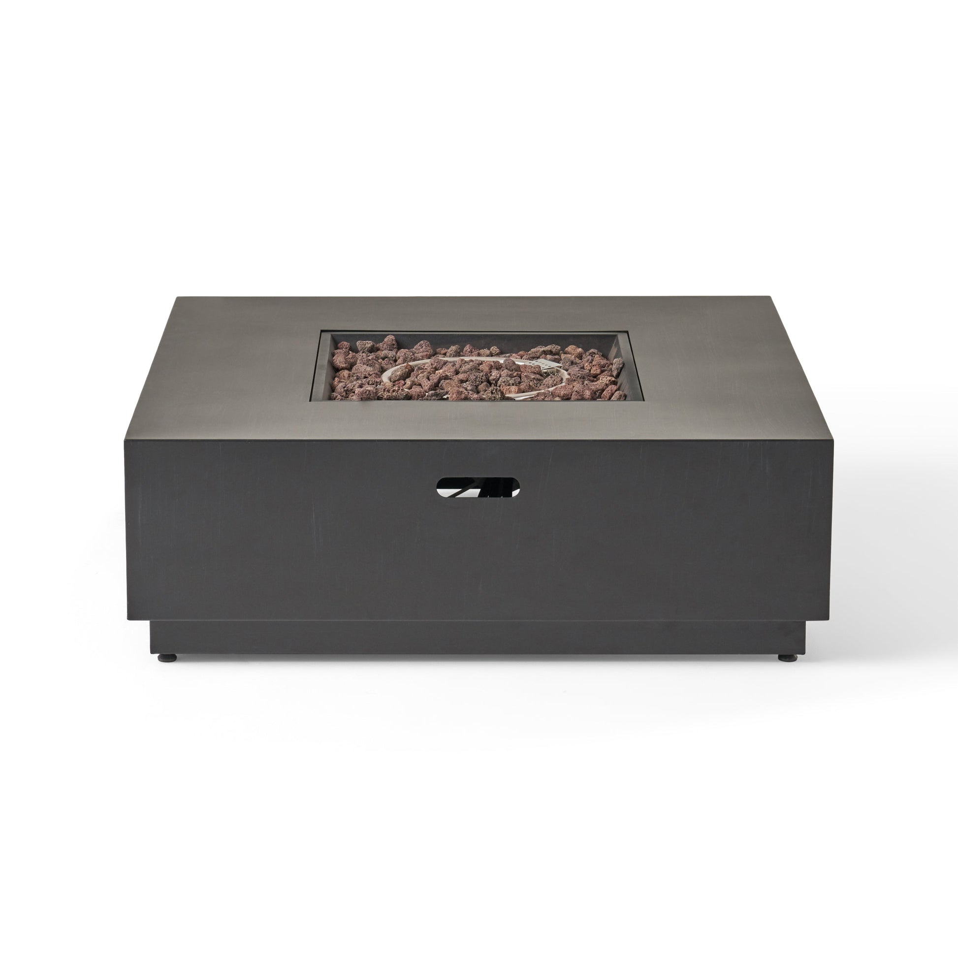 39-inch square iron fire pit with lava rock bed and 50,000 BTU gas burner HouseOfZazla on Tampa Home & Garden Store