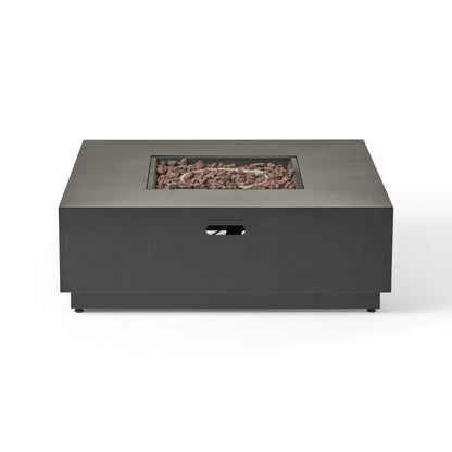 39-inch square iron fire pit with lava rock bed and 50,000 BTU gas burner HouseOfZazla on Tampa Home & Garden Store