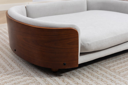 Scandinavian Style Elevated Dog Bed Sofa by HouseOfZazla, gray fabric with wood frame on Tampa Home & Garden Store