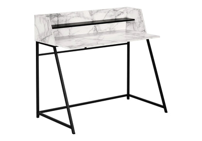 Computer desk with marble top and back panel, black metal frame, shelf Unique Piece Furniture on Tampa Home & Garden Store