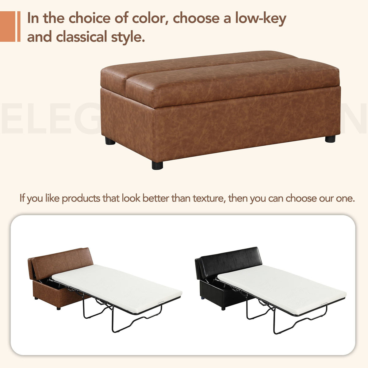 Twin Size Folding Ottoman Sleeper Bed With Mattress in brown faux leather by HouseOfZazla on Tampa Home & Garden Store