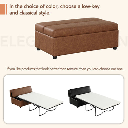 Twin Size Folding Ottoman Sleeper Bed With Mattress in brown faux leather by HouseOfZazla on Tampa Home & Garden Store