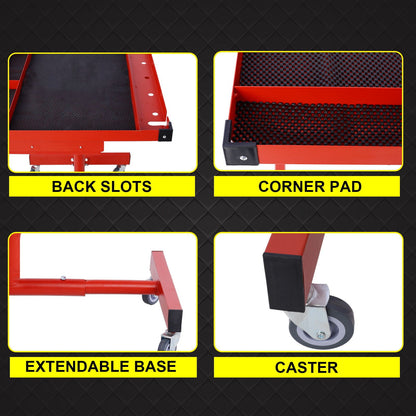 Adjustable Tear Down Work Table With Drawer red metal frame HouseOfZazla caster wheels on Tampa Home & Garden Store