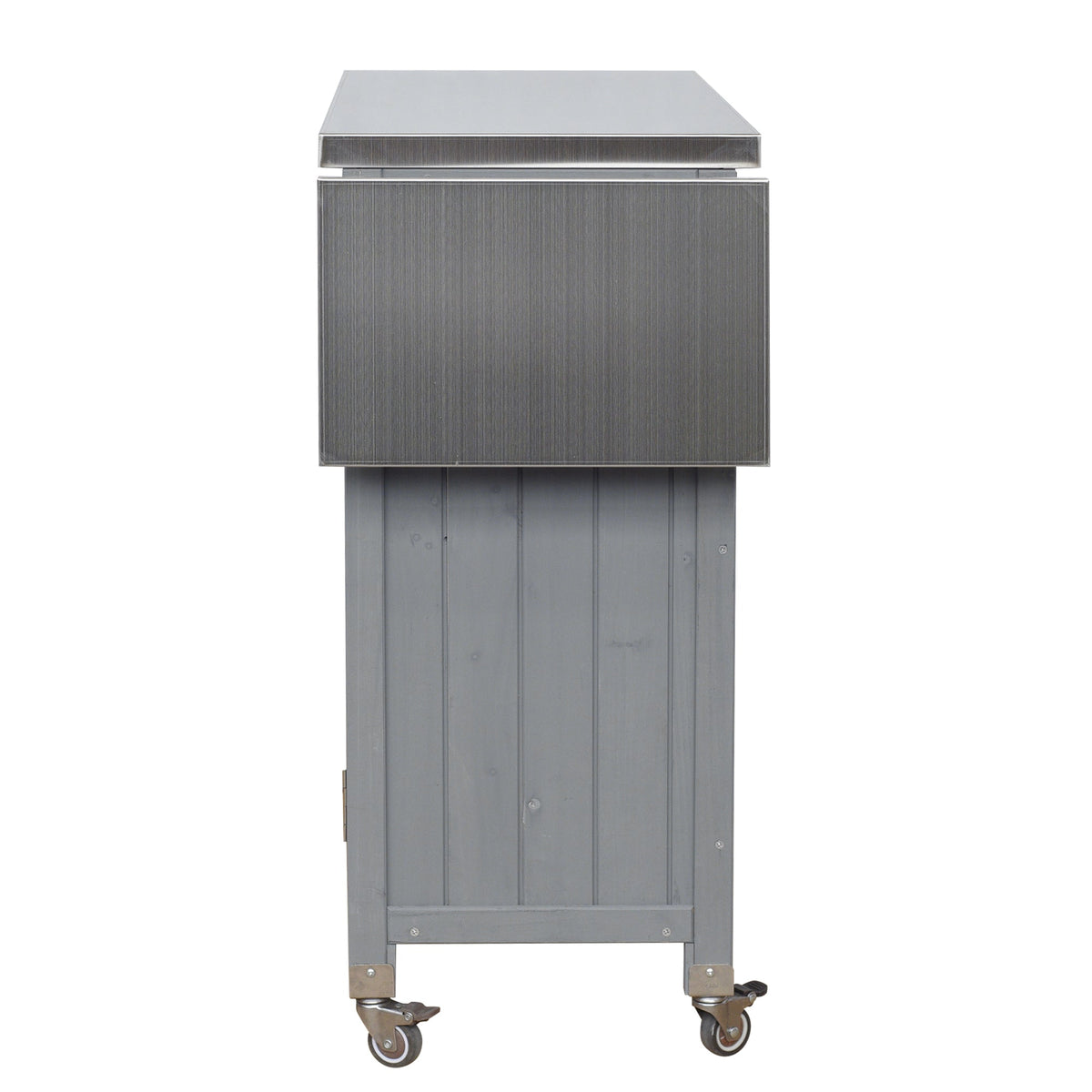 Foldable outdoor kitchen island cart by HouseOfZazla, brushed metal panels on wheels on Tampa Home & Garden Store