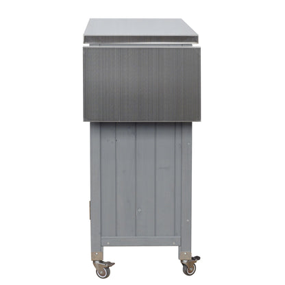 Foldable outdoor kitchen island cart by HouseOfZazla, brushed metal panels on wheels on Tampa Home & Garden Store