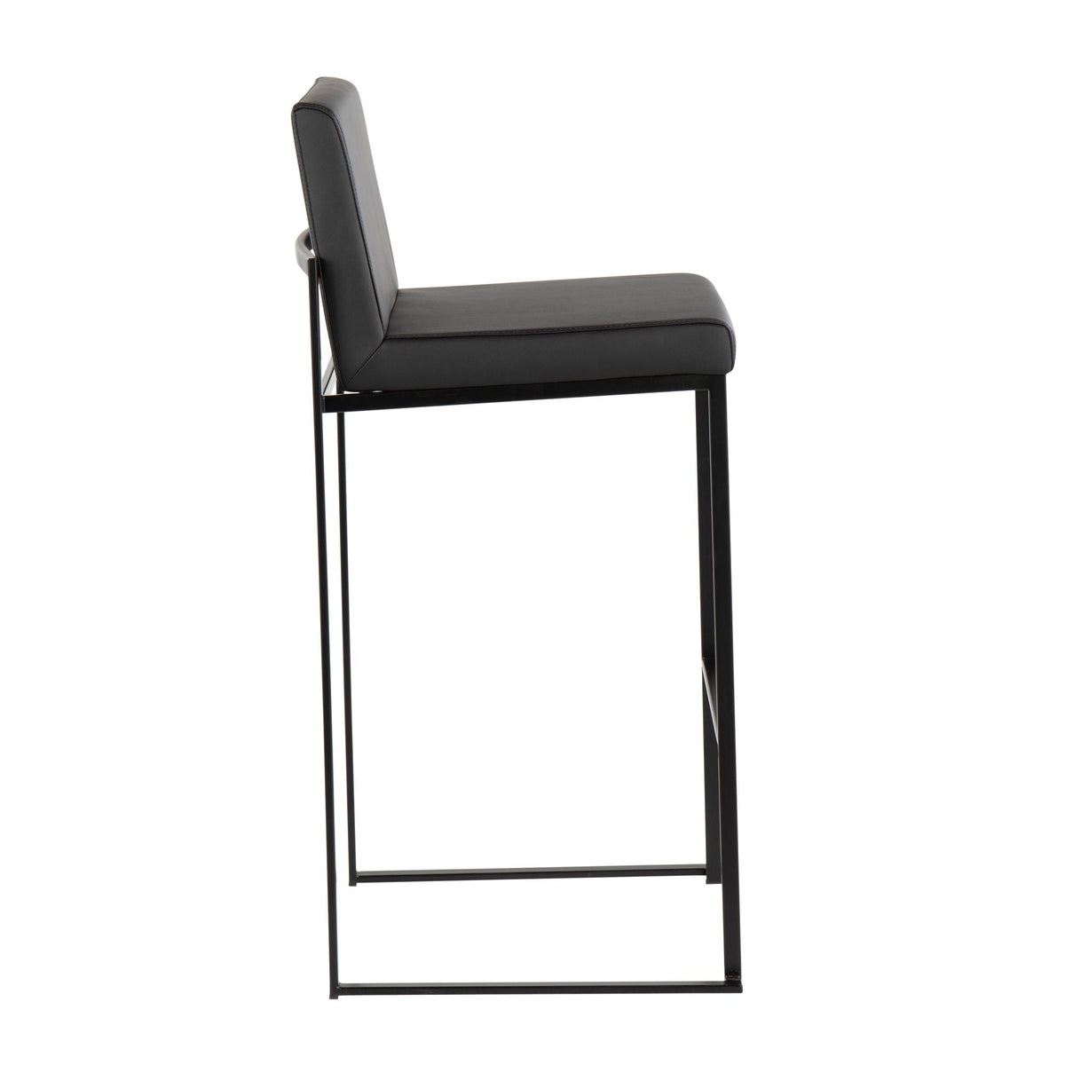 HouseOfZazla high back contemporary barstool set in black faux leather with metal frame on Tampa Home & Garden Store