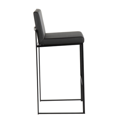 HouseOfZazla high back contemporary barstool set in black faux leather with metal frame on Tampa Home & Garden Store