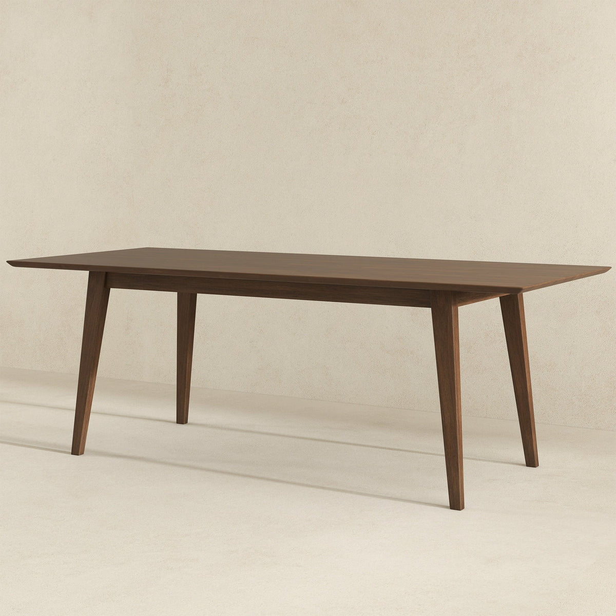 Levi modern rectangular dining table in warm brown wood with tapered legs on Tampa Home & Garden Store