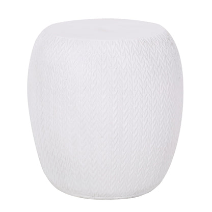 Antique White Concrete Side Table For Patio