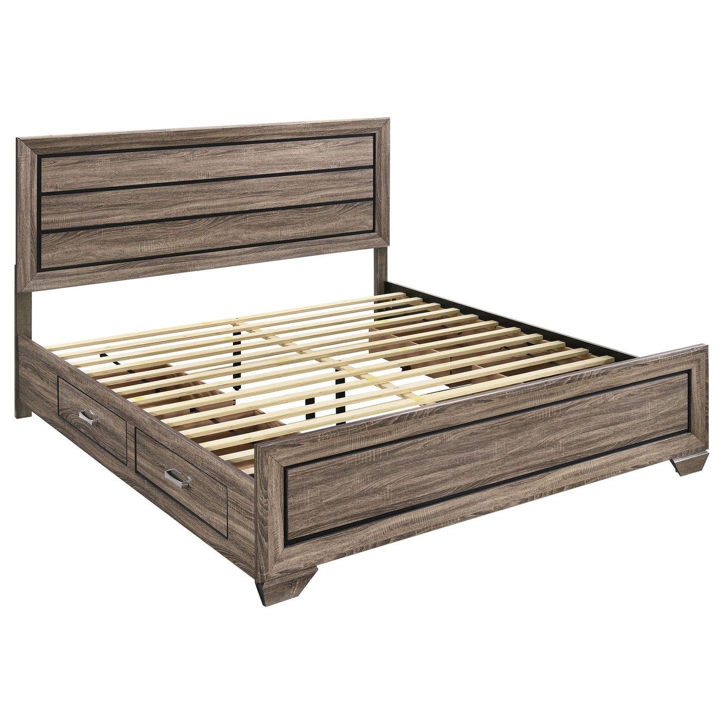 Oatfield Panel Bed by HouseOfZazla in woodgrain finish with panel headboard and storage drawers on Tampa Home & Garden Store