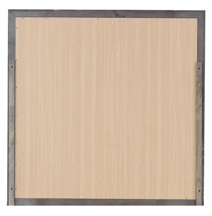 Primo Square Wall Mirror dark metal frame over natural wood backing back view with visible screws on Tampa Home & Garden Store