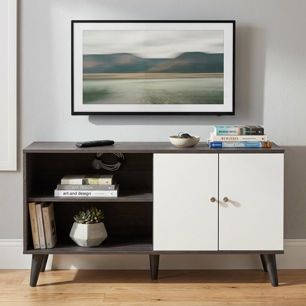 Amidon TV Stand With Storage Shelves and Cabinet