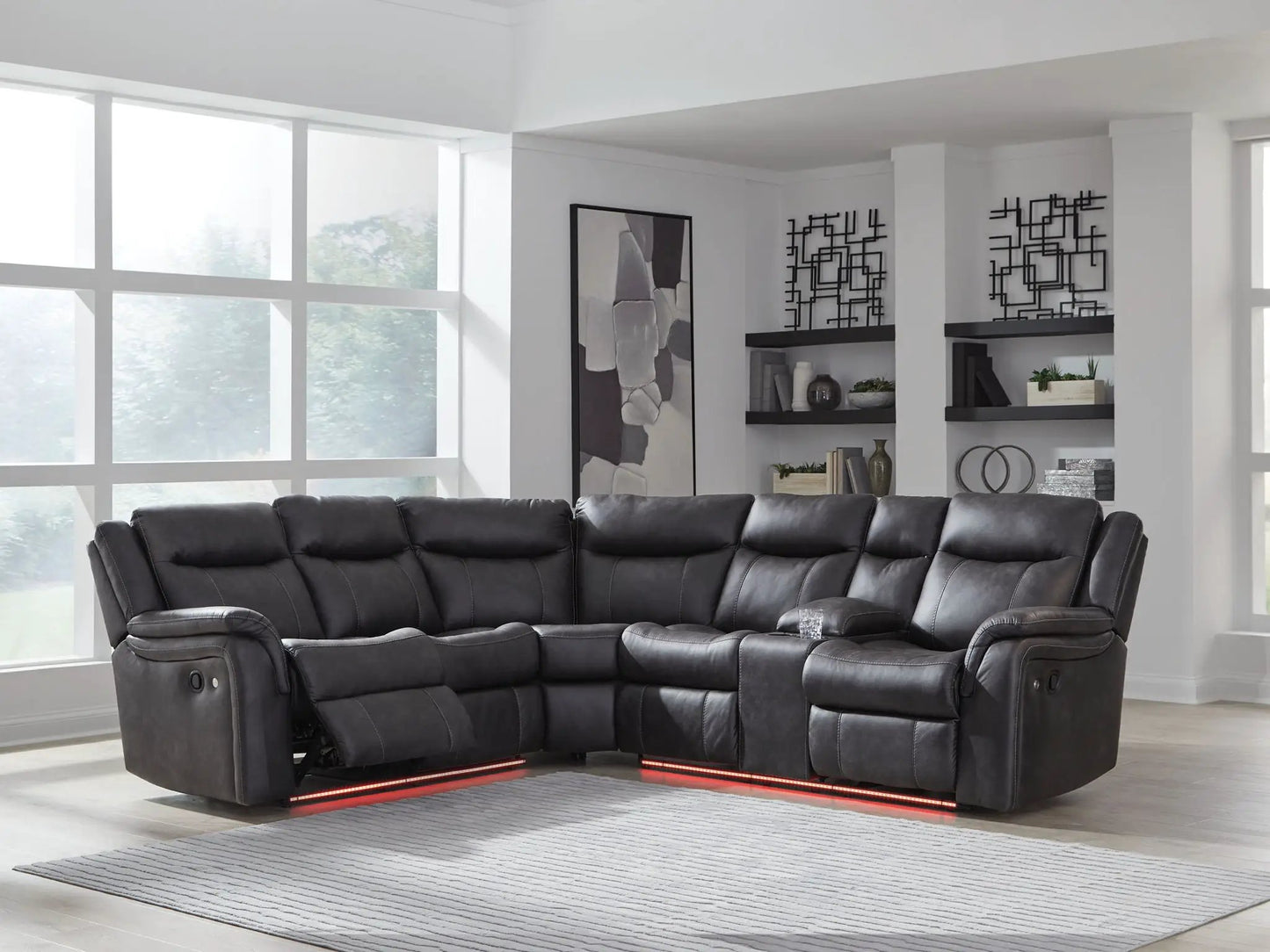 Sultan Meadow 2-Piece Reclining Sectional carbon leather by Unique Piece Furniture on Tampa Home & Garden Store