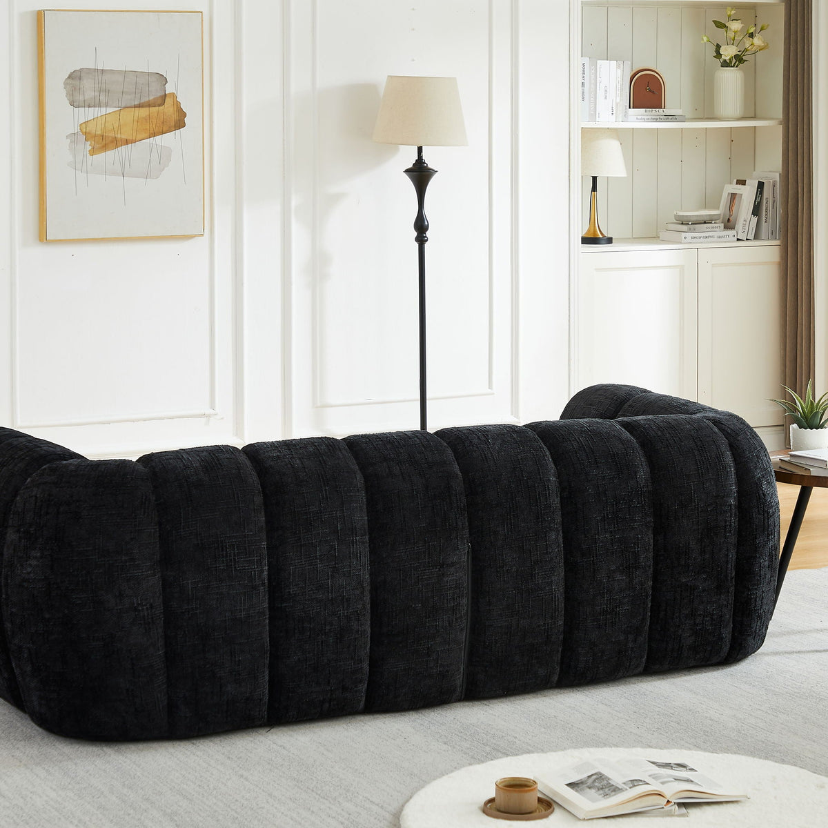 Modern Piano Key Backrest Sofa With Upholstery