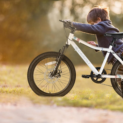 GemGear 20 Inch Kids Mountain Bike 7-Speed with Front Suspension, white frame on Tampa Home & Garden Store
