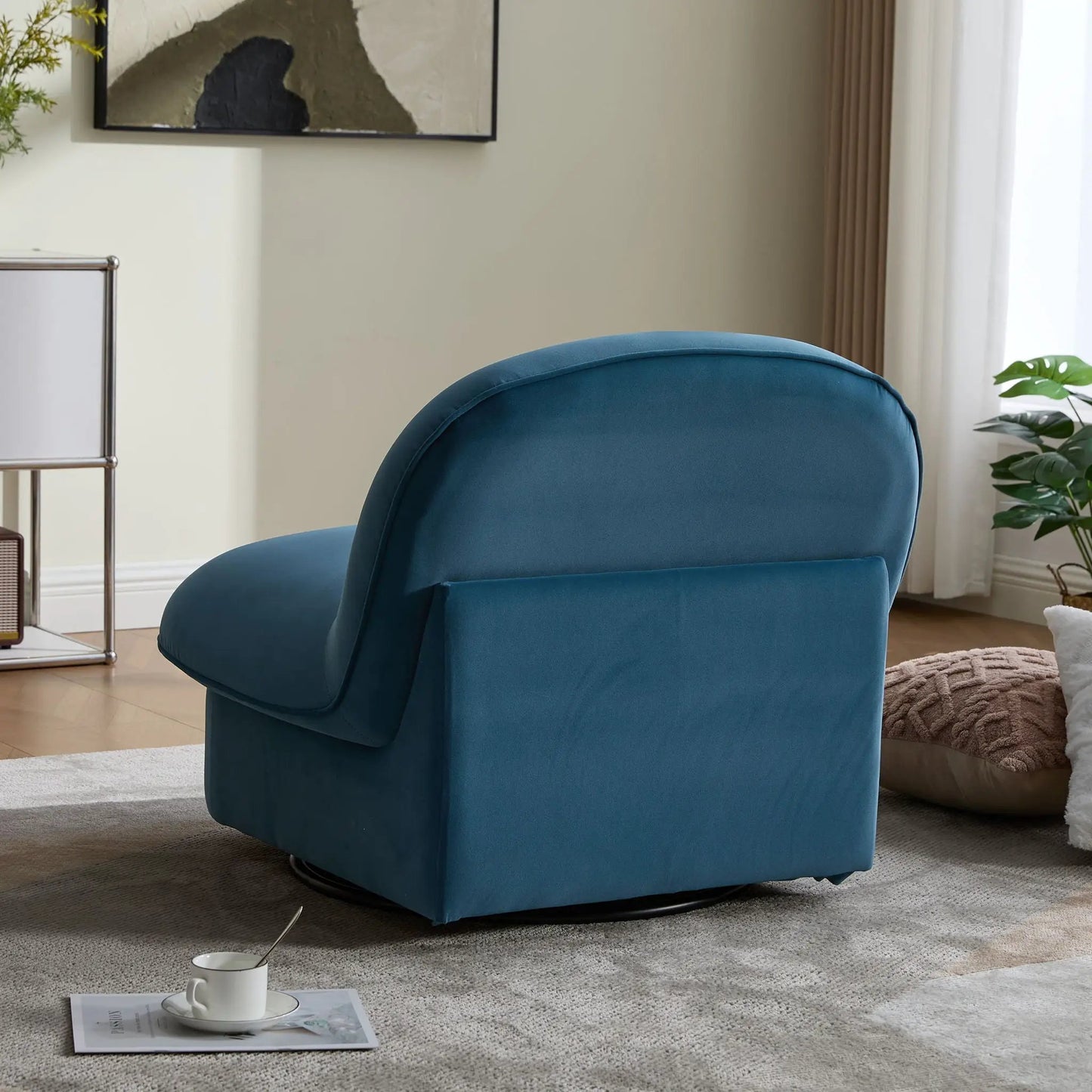Pumpkin Shaped Swivel Accent Chair Living Room