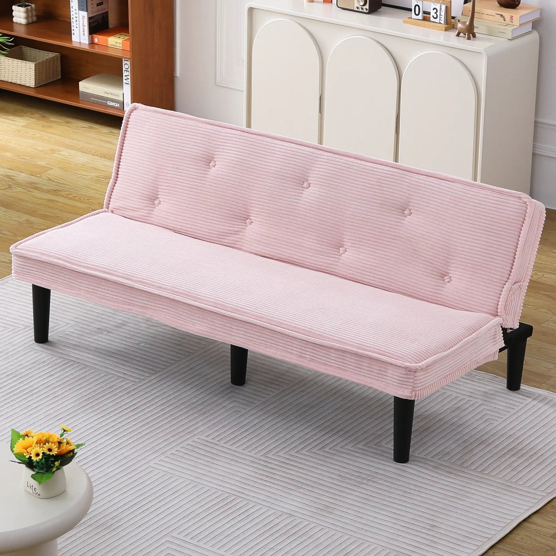 Versatile sofa bed futon in pink upholstery by Unique Piece Furniture on Tampa Home & Garden Store