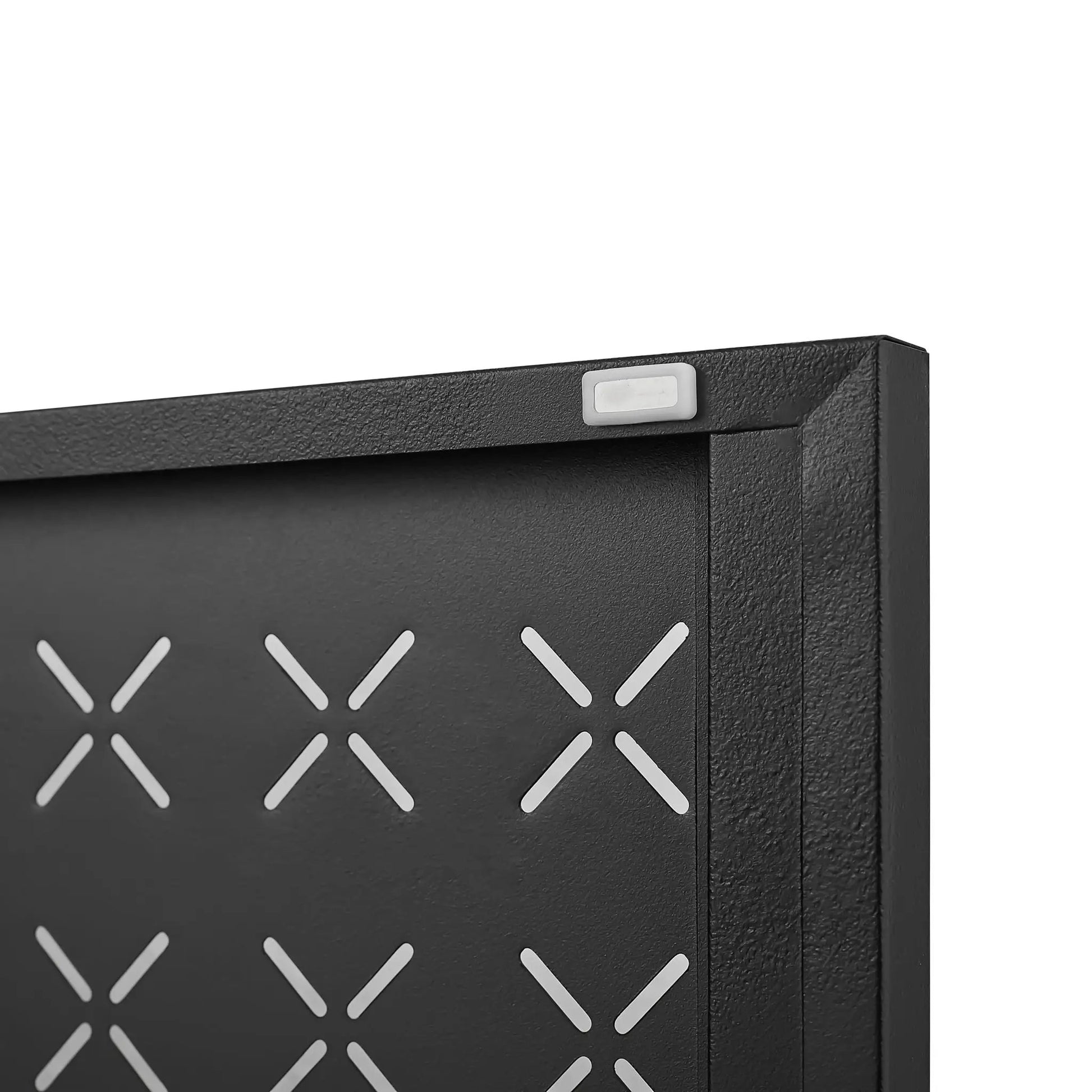 Grid Double Door Shoe Cabinet black metal with X-pattern panels by Unique Piece Furniture on Tampa Home & Garden Store
