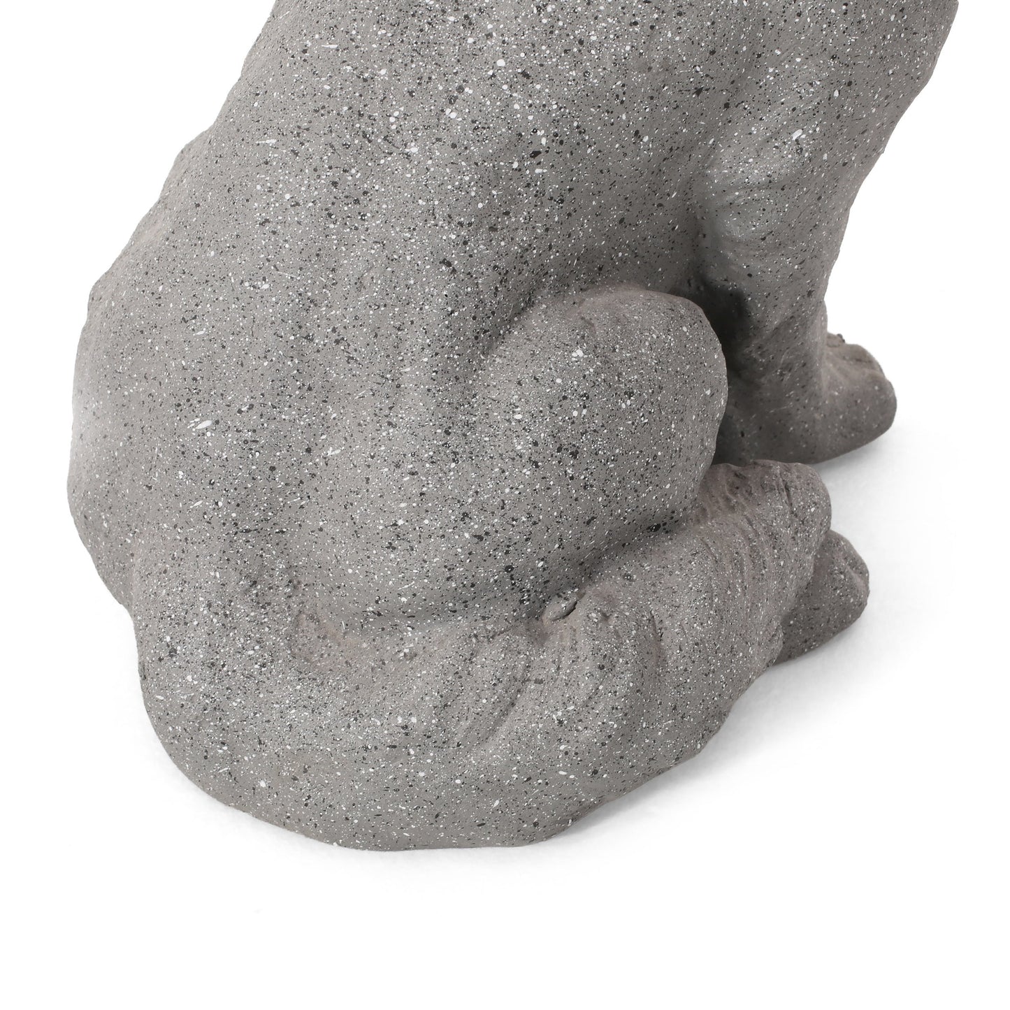 A Gray Mgo Dog Statue in Outdoor Garden Decor