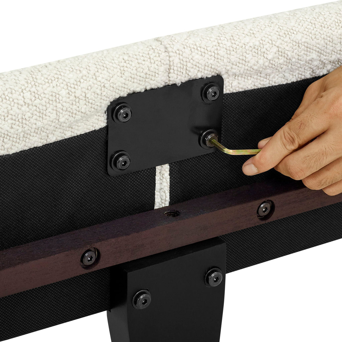 Platform Bed with Upholstered Headboard and Frame