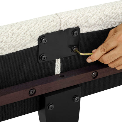 Platform Bed with Upholstered Headboard and Frame