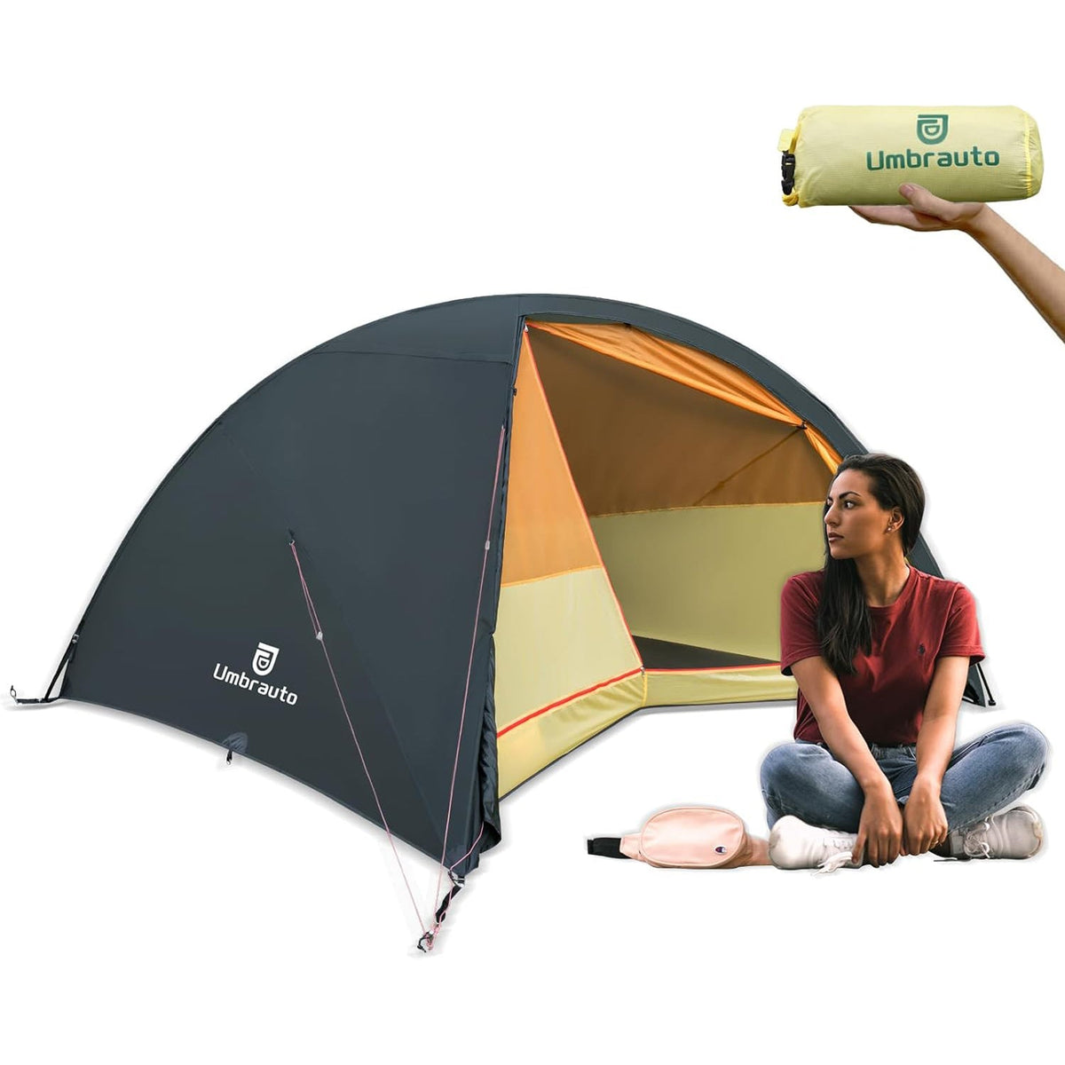 Umbrauto 4-person ultralight camping tent, dark gray dome, waterproof 3-season design on Tampa Home & Garden Store