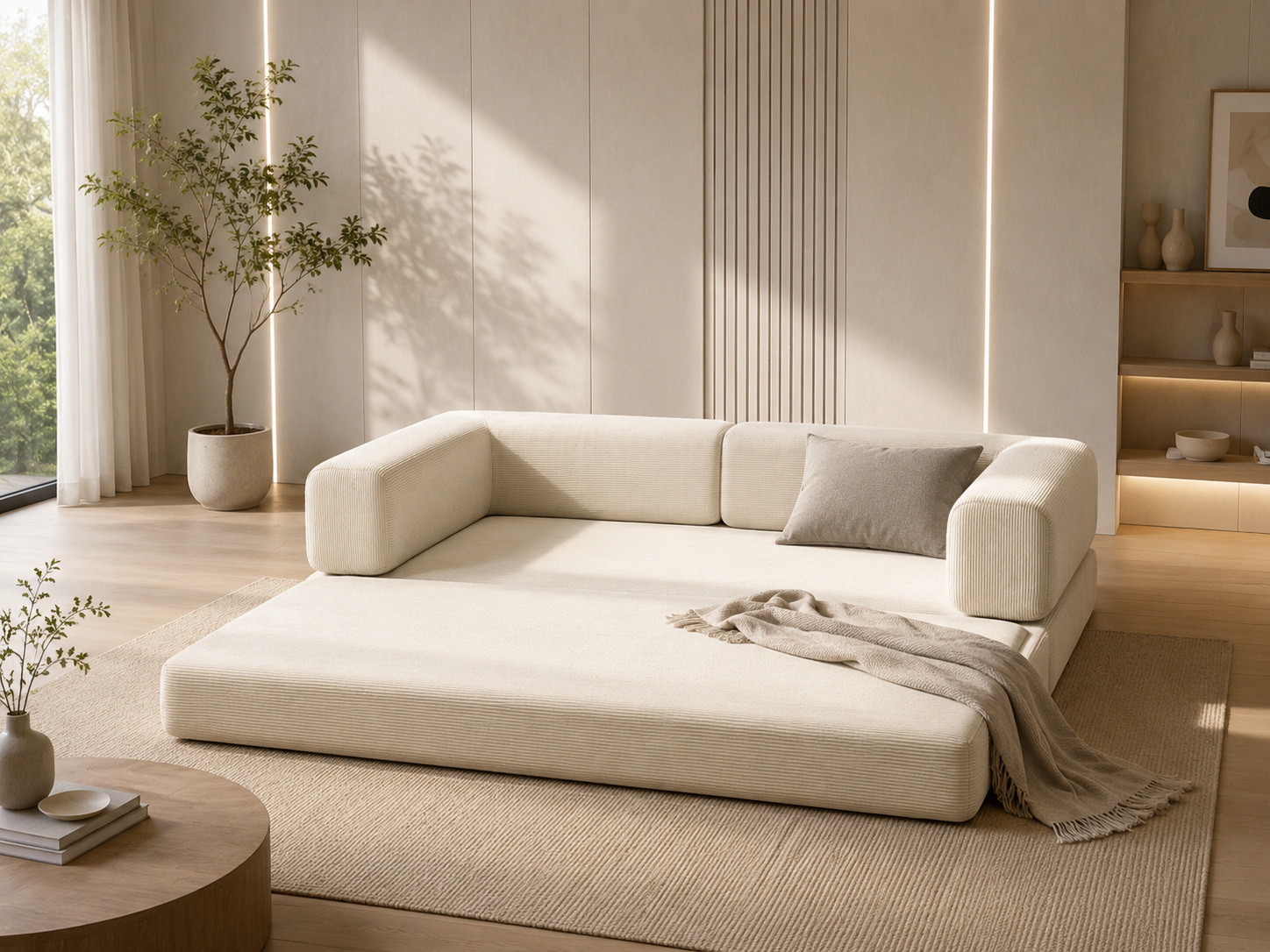 Double Sofa Bed - Multifunctional Compression Sofa in beige fabric by HouseOfZazla on Tampa Home & Garden Store
