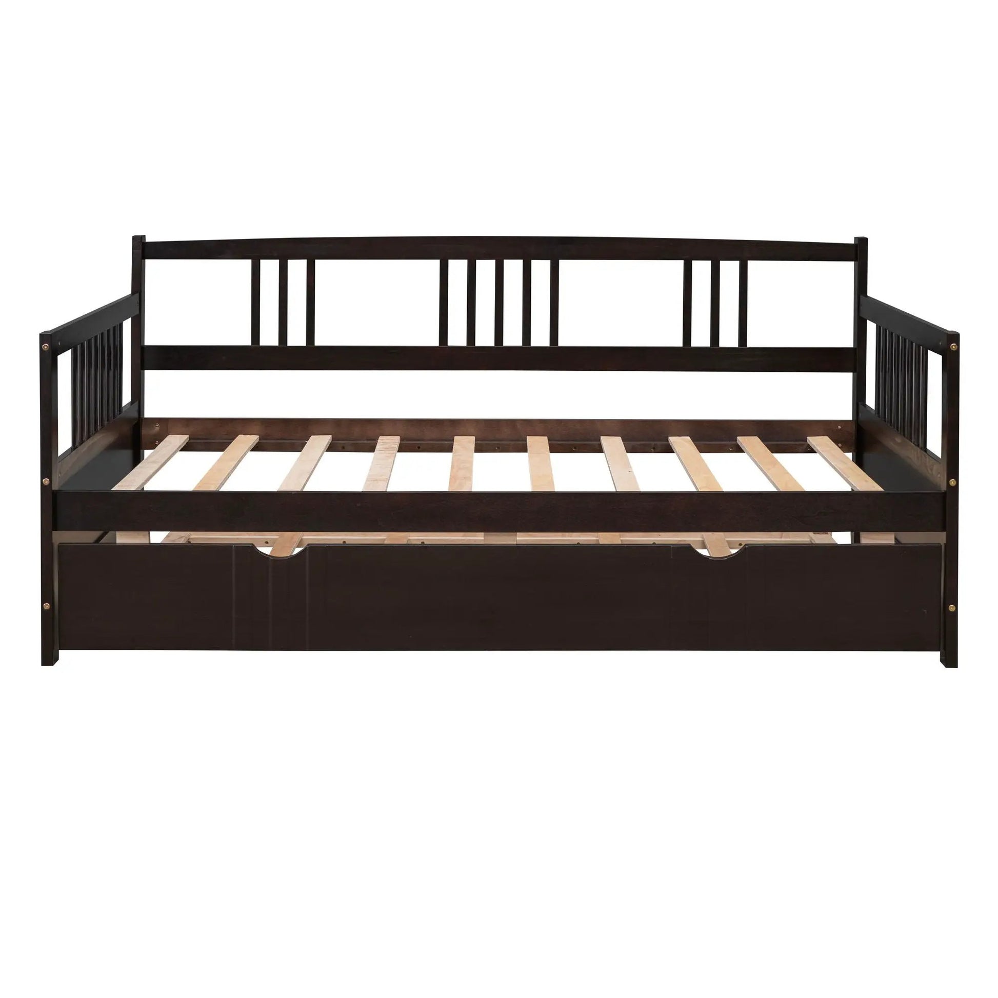 Multifunctional modern daybed frame in dark wood with slatted support on Tampa Home & Garden Store
