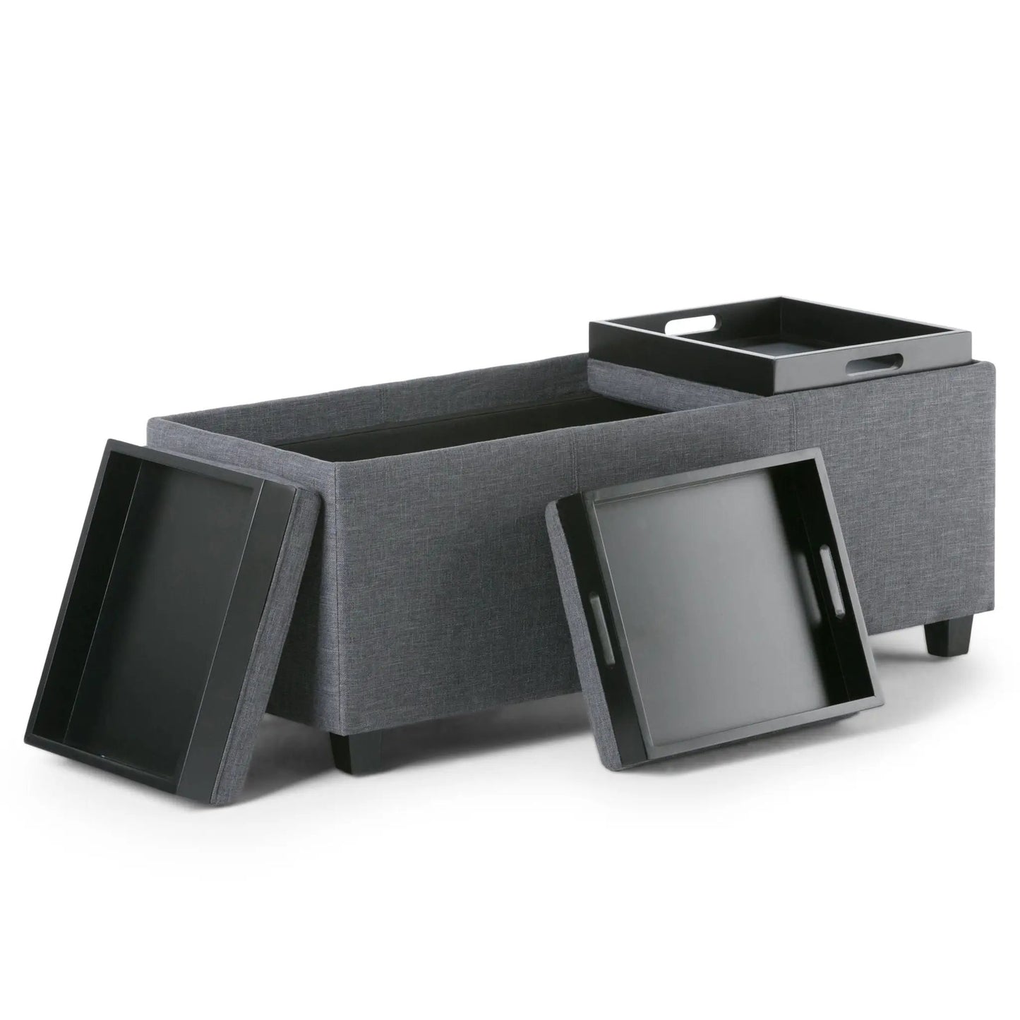 Avalon Upholstered Storage Ottoman With Trays