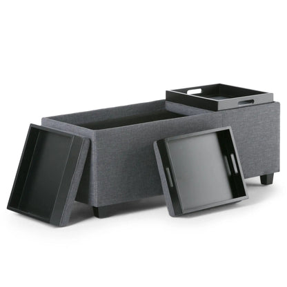 Avalon Upholstered Storage Ottoman With Trays