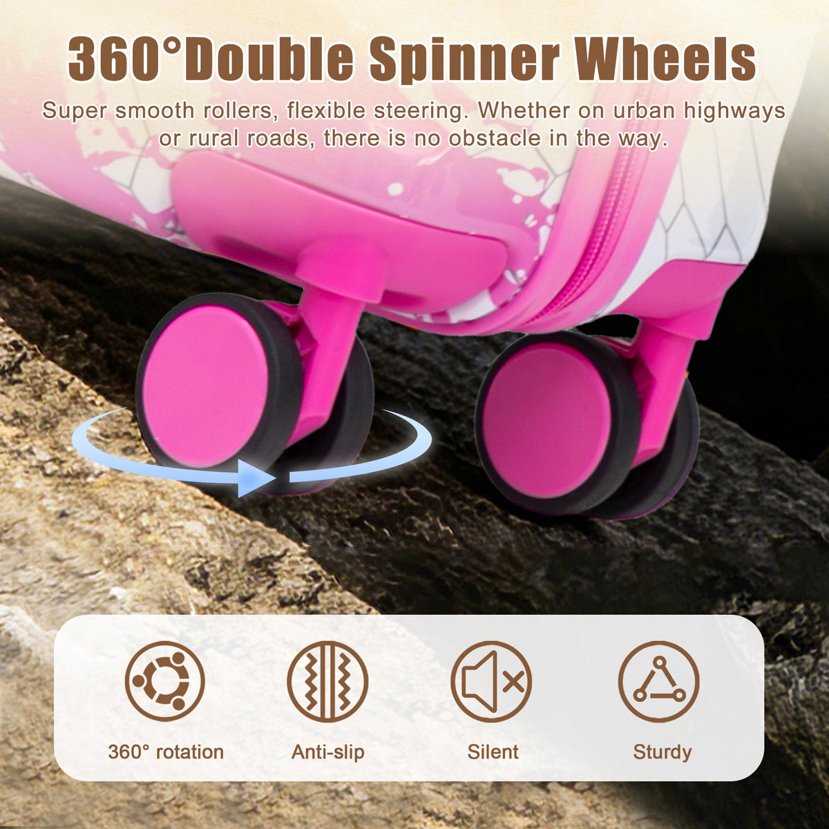 HouseOfZazla pink hard-shell 3-Piece Spinner Wheel Luggage Set (20/24/28) with 360° wheels on Tampa Home & Garden Store