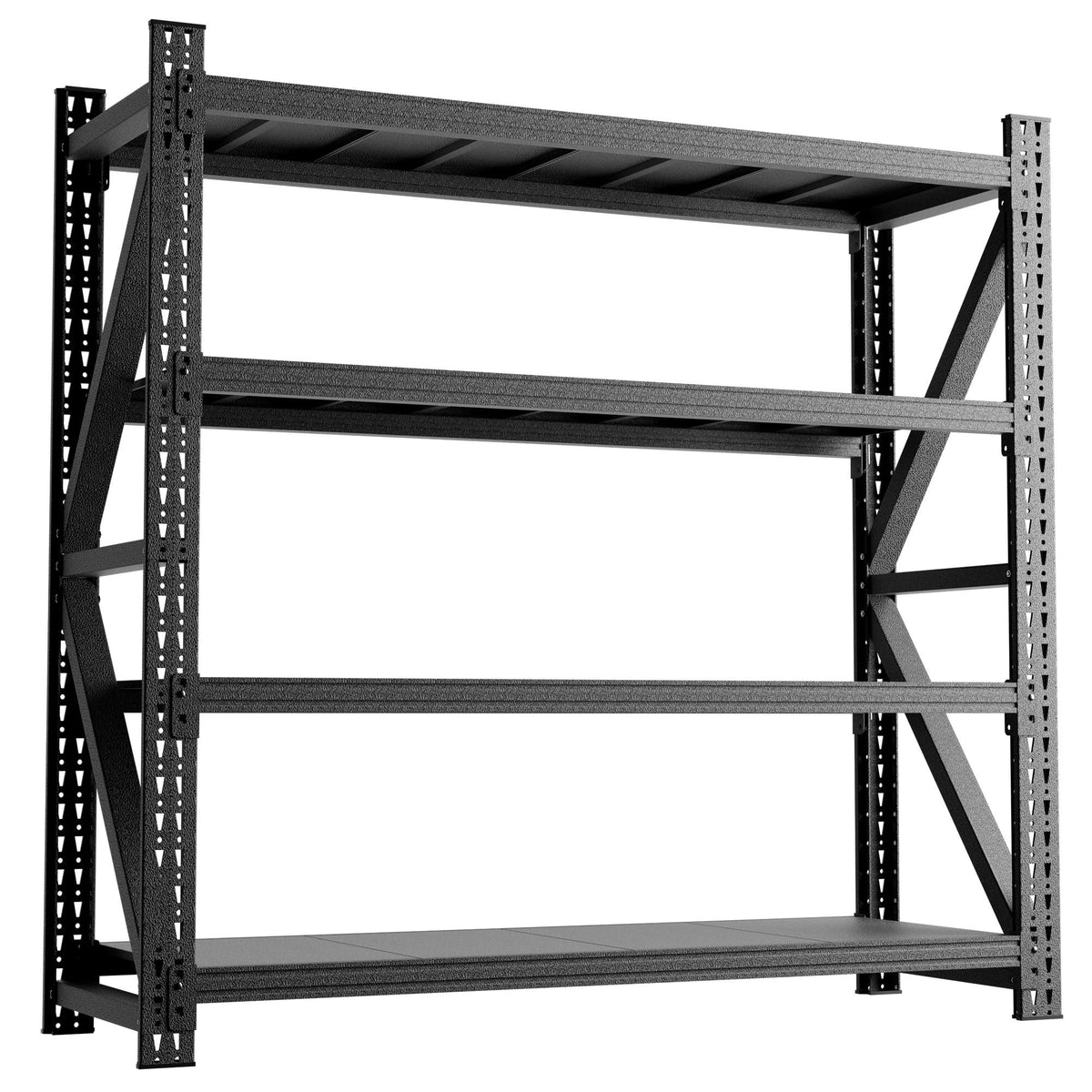 Heavy duty 4-shelf garage shelving unit with adjustable steel frame in black by HouseOfZazla on Tampa Home & Garden Store