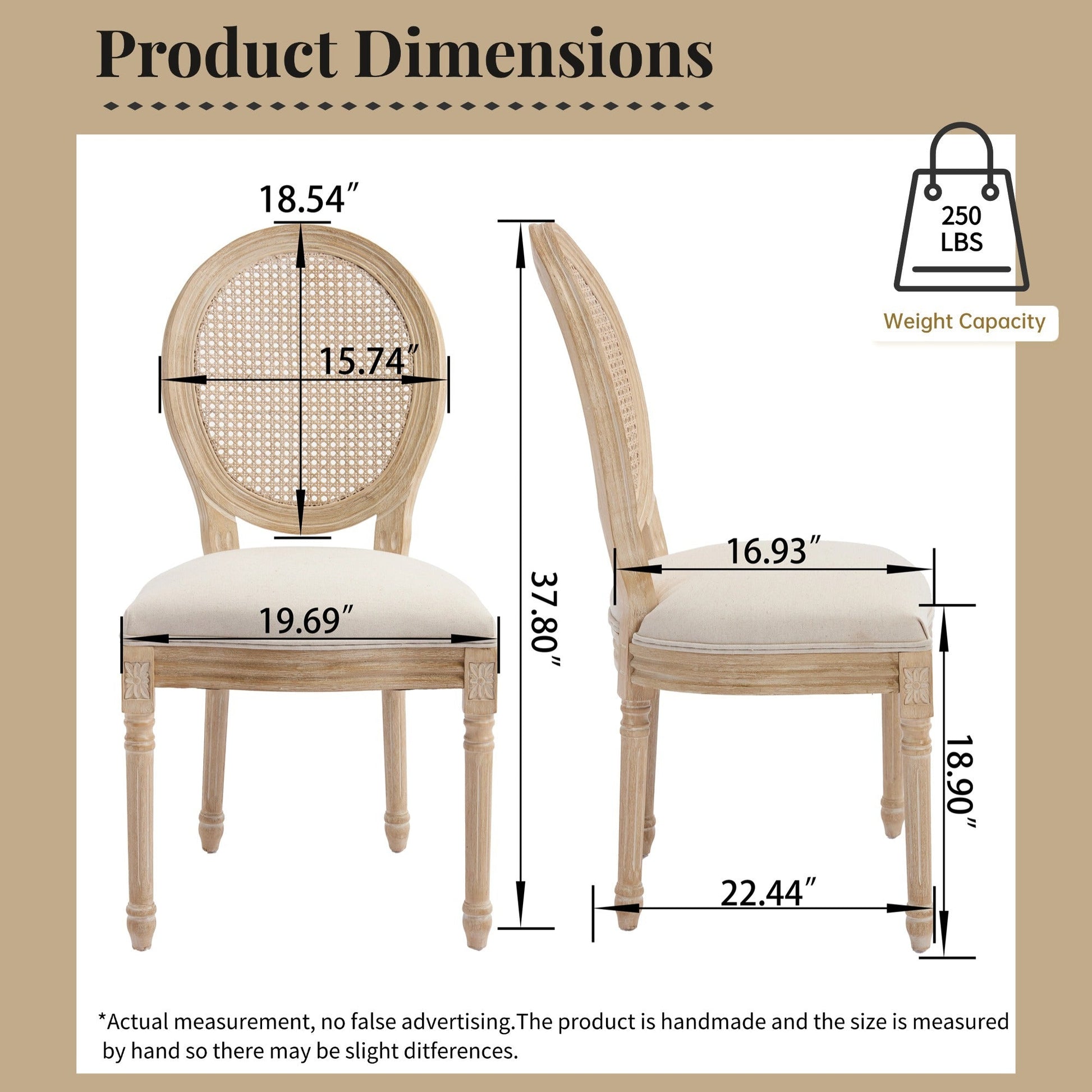 French Country Dining Chairs set of 2, upholstered seats with rattan back by HouseOfZazla on Tampa Home & Garden Store