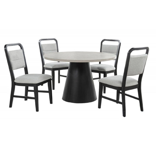 HouseOfZazla dining chair set (4 chairs) with curved-back gray cushions around a black table on Tampa Home & Garden Store