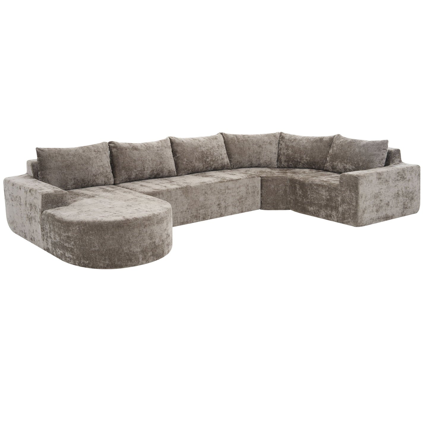 Modular Cloud Sectional Sofa Set gray velvet with deep seats and U-shaped layout HouseOfZazla on Tampa Home & Garden Store