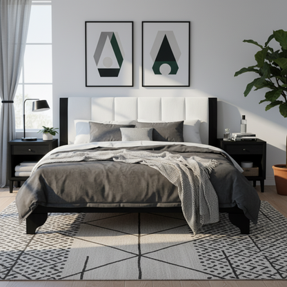 King Size Bed Frame in Black and White Color