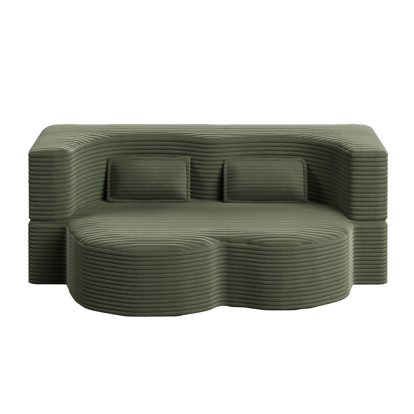 Convertible foam-filled sleeper futon sofa bed in olive green with 2 pillows by HouseOfZazla on Tampa Home & Garden Store