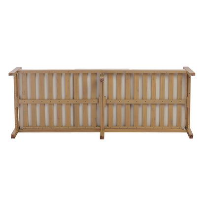 Outdoor Acacia Wood Sofa with Beige Cushions