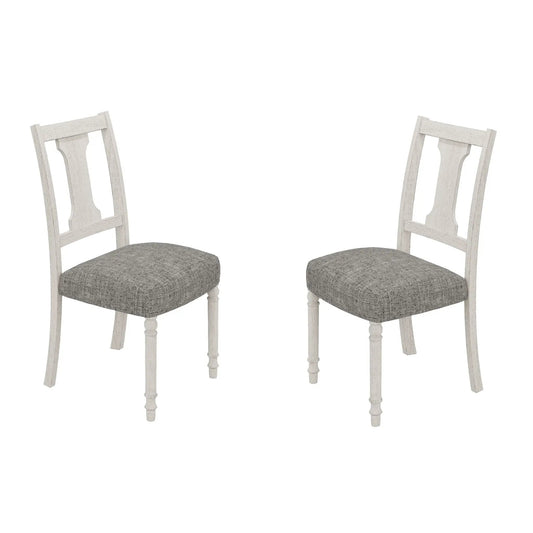 Tannen Dining Side Chair set of 2 whitewashed frames with gray upholstered seats on Tampa Home & Garden Store