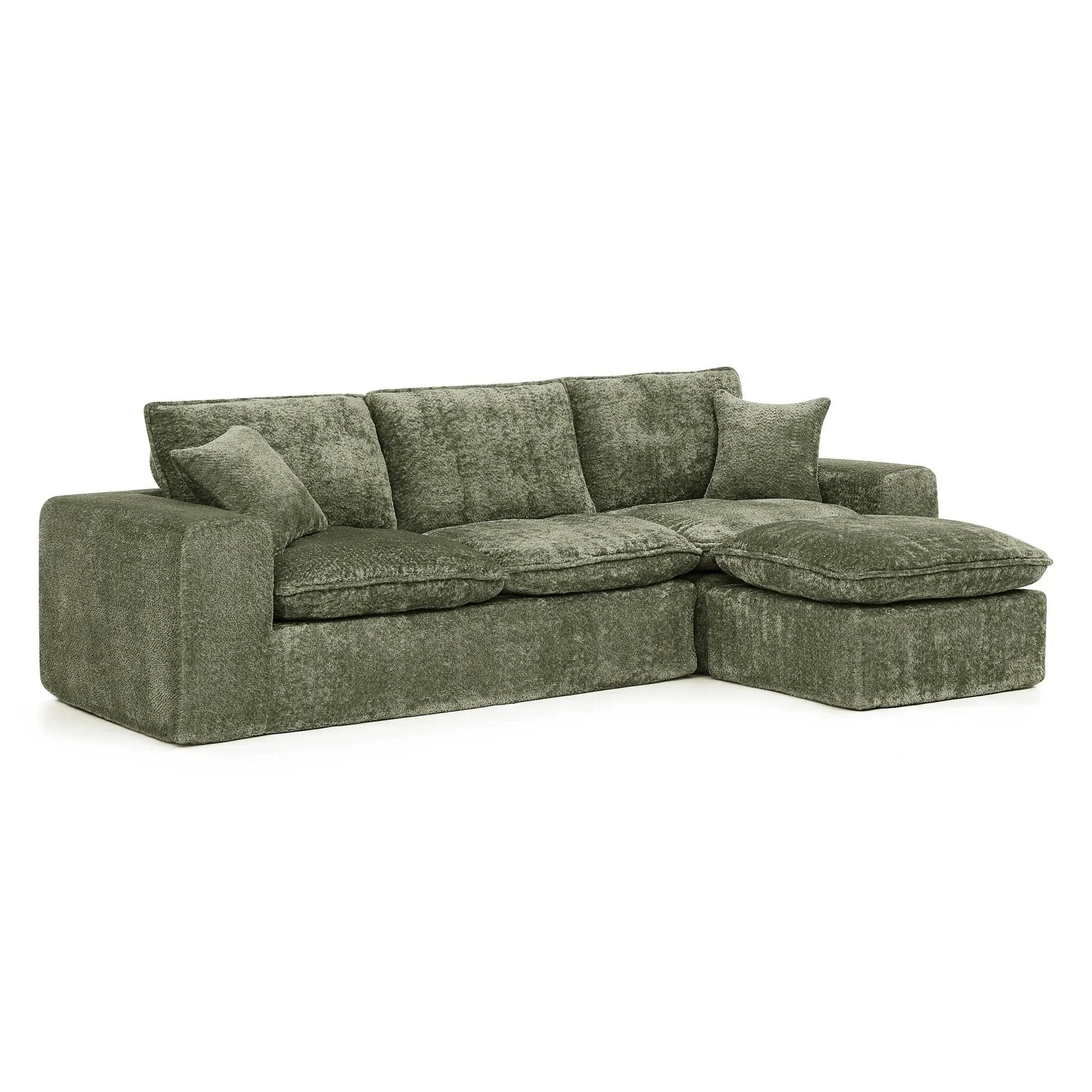 Sectional sofa with movable ottoman moss green fabric; 3pc set by Unique Piece Furniture on Tampa Home & Garden Store