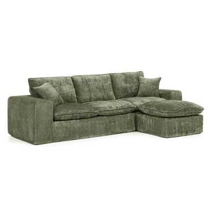 Sectional sofa with movable ottoman moss green fabric; 3pc set by Unique Piece Furniture on Tampa Home & Garden Store