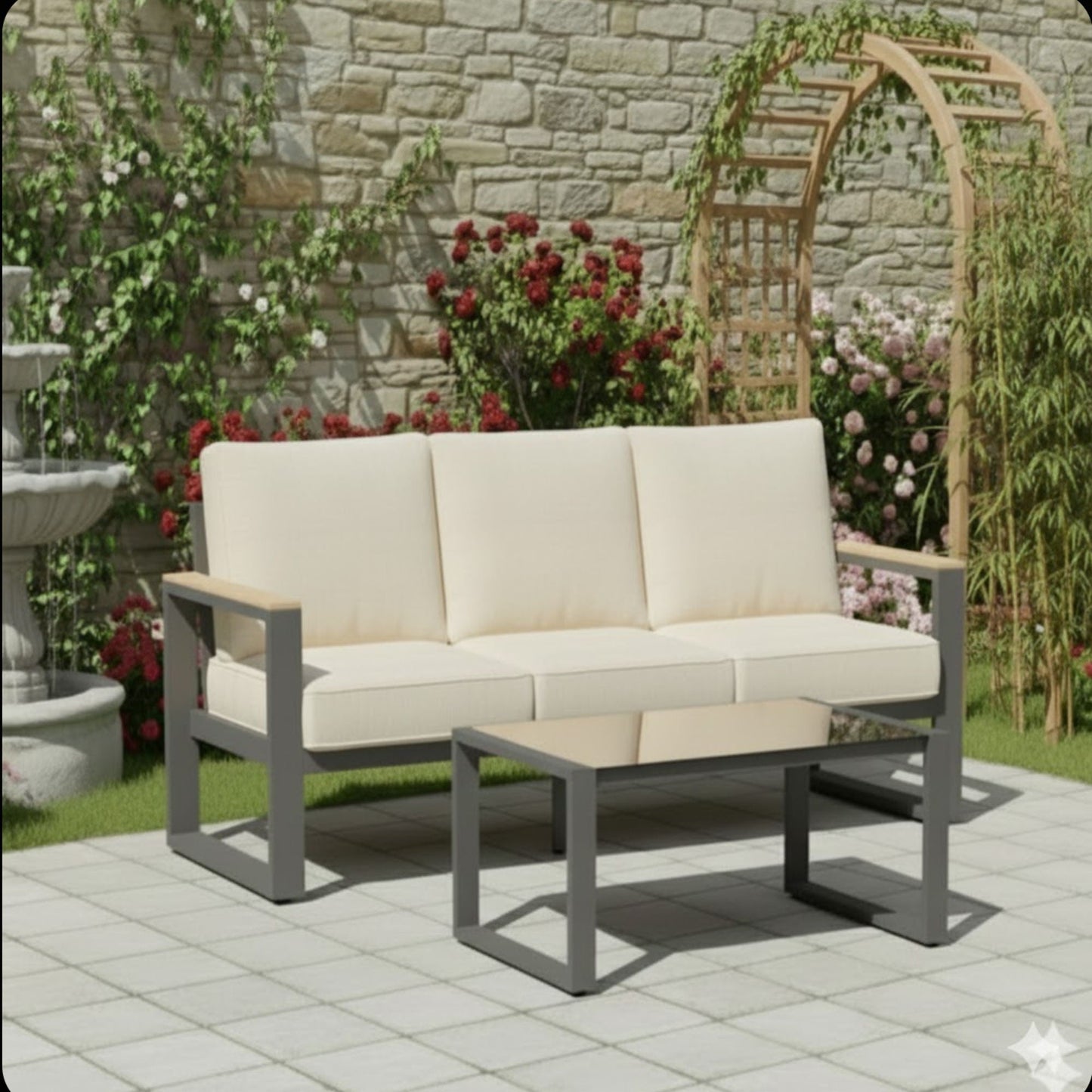 Modern Outdoor Sofa Set with the Coffee Table