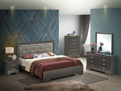 Transitional Tufted Bed and Textured Footboard